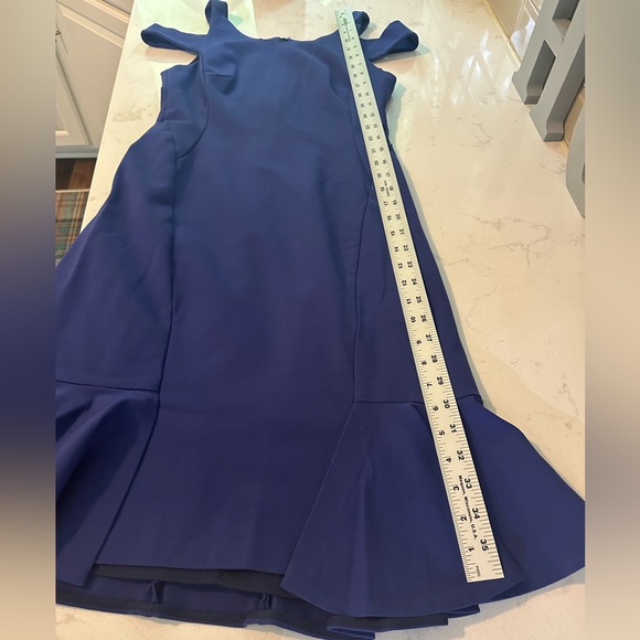 EUC $325 Rebecca Taylor Ponte Knit Off Shoulder Blue Dress Size 2 - Picture 13 of 15